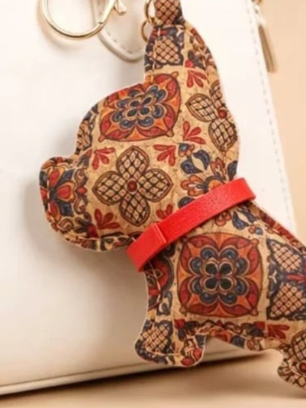 New Faux Leather French Bulldog Bag Backpack Charm Accessory Retro Floral